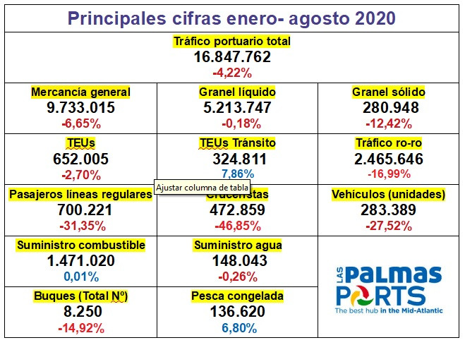 Puertos de Las Palmas   Estadu00edsticas ene ago   2020