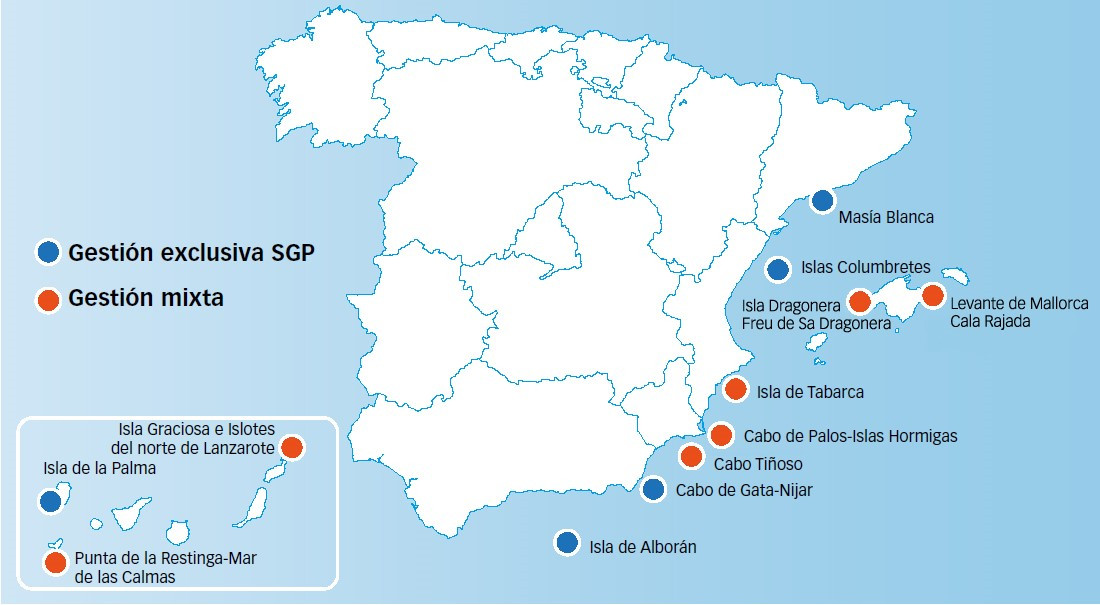 Mapa reservas marinas