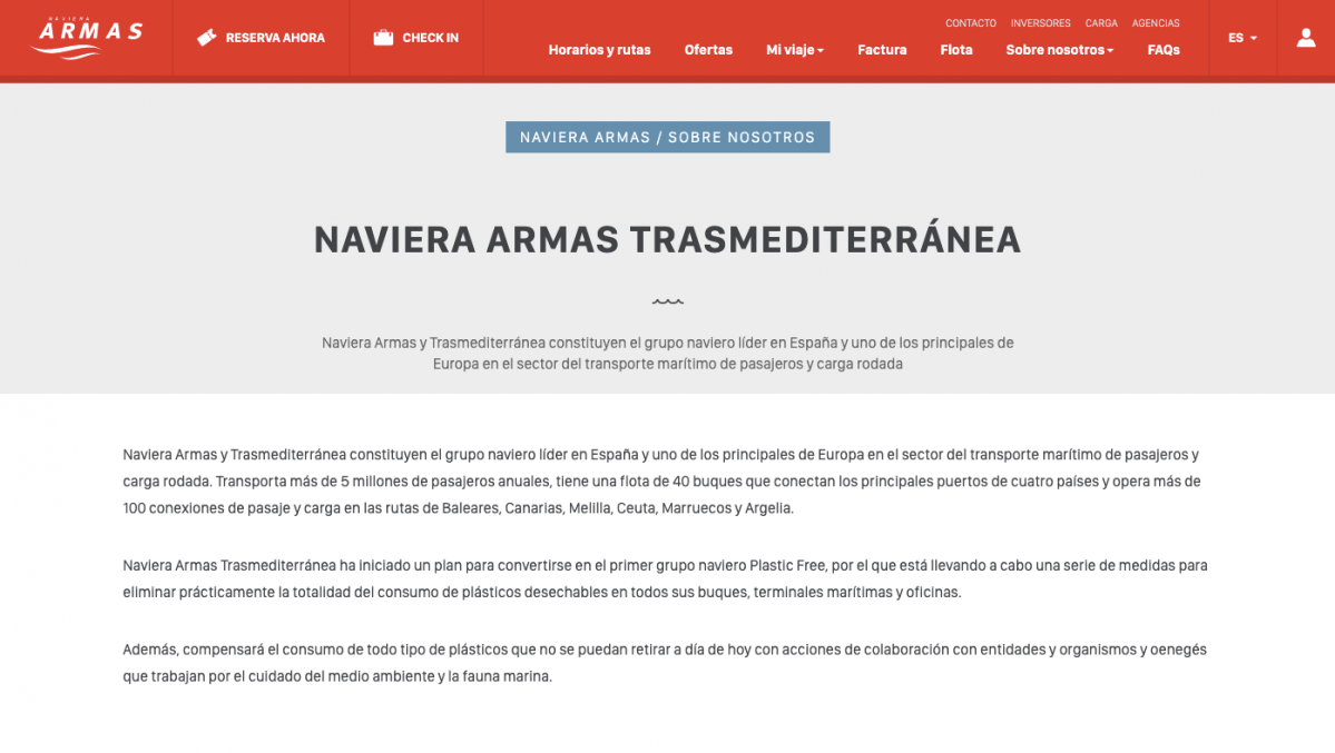 Naviera Armas Trasmediterranea web