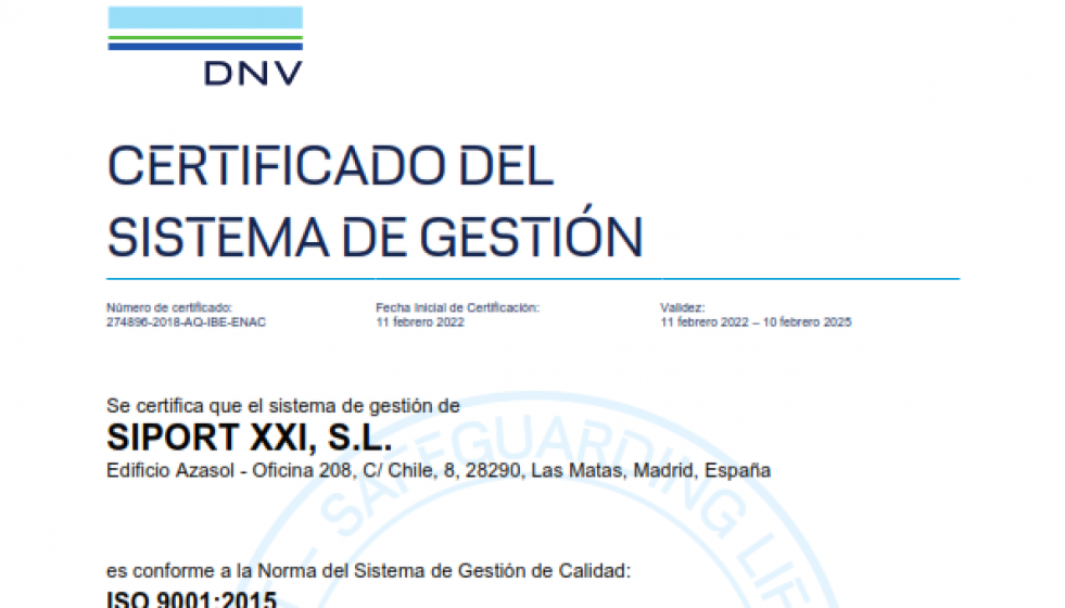 Siport21  ISO 9001 ES 002